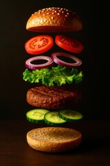 hamburger in air
