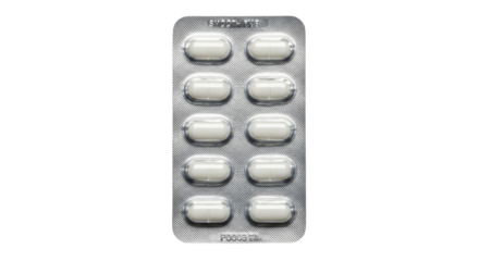 Isolated strip of medication blister packs for individual doses of drugs in pharmaceutical industry