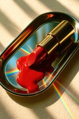 red lipstick on mirrow