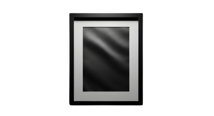 Black picture photo frame mockup template with white mat isolated on white background