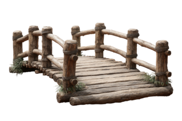 Rustic wooden garden bridge