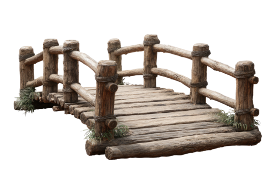 Rustic wooden garden bridge