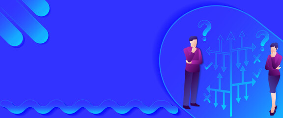 People search decision tree diagram to identifying problems and opportunities in decision making process. Glass effect horizontal vector illustration.