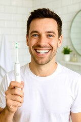 man brushing teeth
