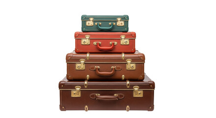 Isolated Stack of old leather suitcases for travel ready, journey concept, vacation theme © Jonas