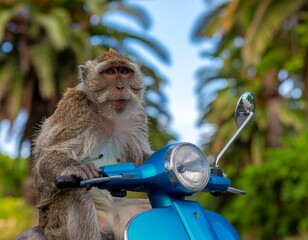 Monkey driving a motorcycle