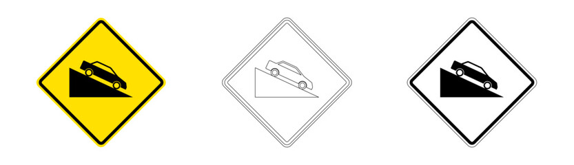 Steep descent traffic sign in vector format