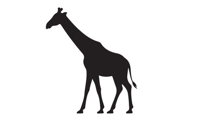 Giraffe silhouette vector, Giraffe standing, Wild giraffe walking silhouette vector