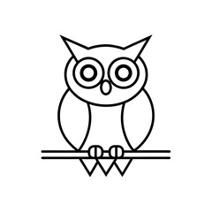Obraz premium Simple outline drawing of an owl on transparent background silhouette