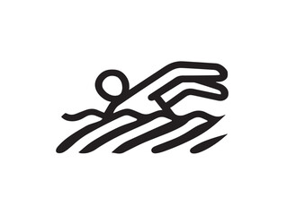 Swimming icon 2D vector line art in a clean minimalist graphic black