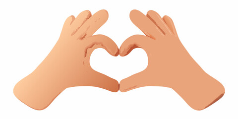 Two hands forming a heart shape with a white background symbolizing love and connection