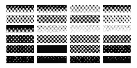 Collection of halftone and pattern textures with varying dot density and geometric designs