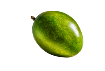 A whole green watermelon with a textured rind isolated on transparent background
