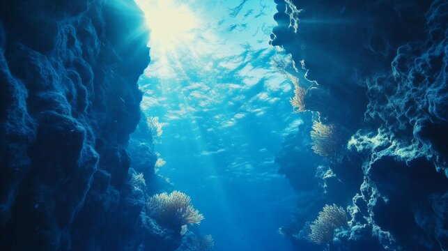 Coral reef. Animals of the underwater sea world. Ecosystem. Colorful tropical fish. - Powered by Adobe