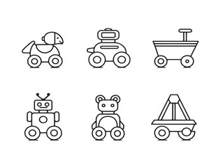 Toys icon 2D vector line art in a clean minimalist design black
