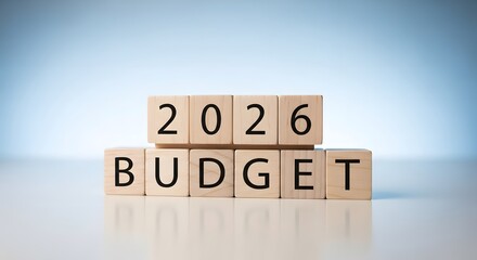 Wooden blocks displaying the year 2026 and the word budget