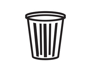 Trash icon 2D vector line art in a clean minimalist style black