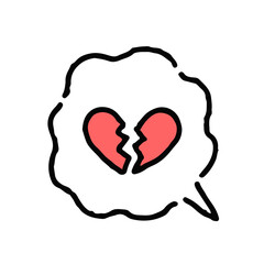 悲しみ（割れたハート）・手描き・白地ふきだし