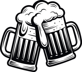 Stylized black and white line art illustration silhouette