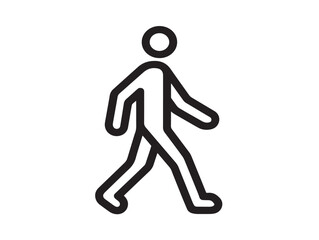 Walking icon 2D vector line art in a clean minimalist design black