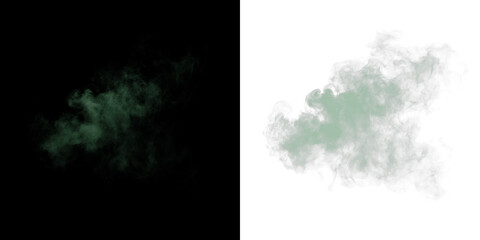 Green smoke overlay illustration on black and white backgrounds, creating a mystical atmosphere for design projects, enhancing visual storytelling and creativity