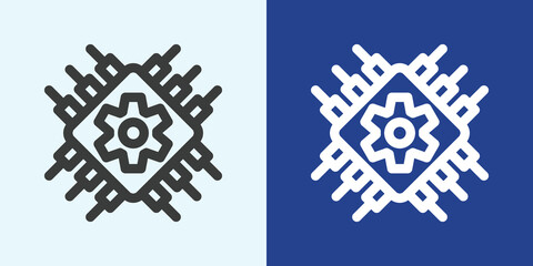 Technology Icon Set in Black and White Outline Style