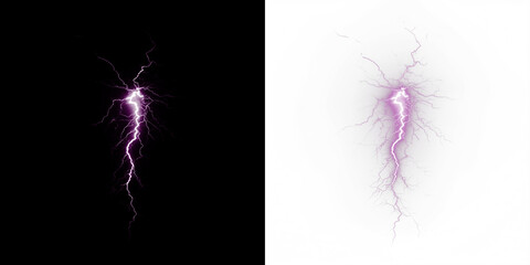 Purple lightning bolt illustration on contrasting backgrounds, showcasing dynamic energy and vibrant colors, perfect for creative projects and visual storytelling concepts