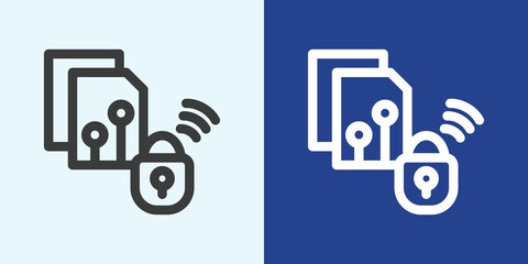 Encryption Icon Set in Black and White Outline Style