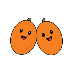 Kumquat Small Oval Fruits With Giggling Faces Illustration
