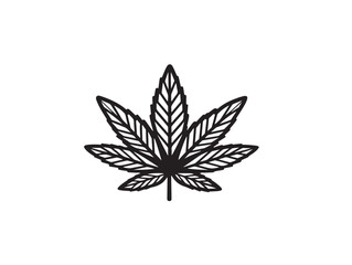 Weed icon 2D vector line art in a clean minimalist style black