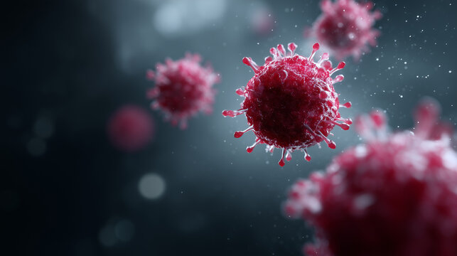 3D rendering of viral cells concept of microbiological research and healthcare innovation virus, infection, bacteria, disease, microbiology, science, pandemic, medicine, healthcare - Powered by Adobe