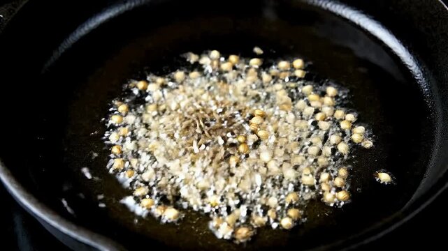 Tempering Spices: Cumin, Mustard, Coriander in Sizzling Hot Oil