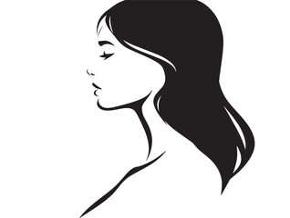 Woman silhouette icon 2D vector line art in a clean minimalist graphic