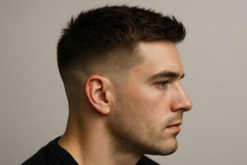 Stylish Male Side Portrait with Fresh Fade Haircut
