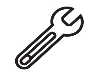 Wrench icon 2D vector line art in a clean minimalist graphic black