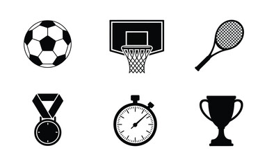 Set of 6 sports icons vector illustration scalable eps graphic elements for design projects silhouette vector illustration white background