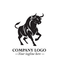 Obraz premium Bull Logo Symbol Black on White Background in Bold Powerful Minimalist Vector Design for Branding