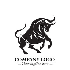 Obraz premium Bull Logo Symbol Black on White Background in Bold Powerful Minimalist Vector Design for Branding