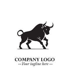 Bull Logo Symbol Black on White Background in Bold Powerful Minimalist Vector Design for Branding