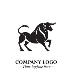 Bull Logo Symbol Black on White Background in Bold Powerful Minimalist Vector Design for Branding