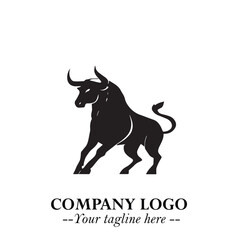 Bull Logo Symbol Black on White Background in Bold Powerful Minimalist Vector Design for Branding