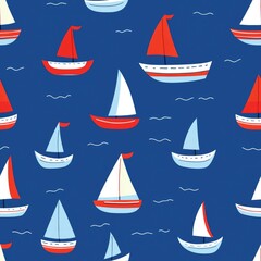 colorful sailboats on the sea seamless pattern background illustration