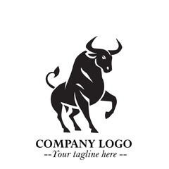 Bull Logo Symbol Black on White Background in Bold Powerful Minimalist Vector Design for Branding