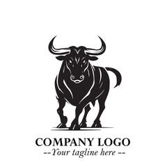 Bull Logo Symbol Black on White Background in Bold Powerful Minimalist Vector Design for Branding