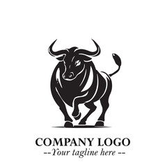 Bull Logo Symbol Black on White Background in Bold Powerful Minimalist Vector Design for Branding