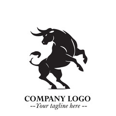 Bull Logo Symbol Black on White Background in Bold Powerful Minimalist Vector Design for Branding
