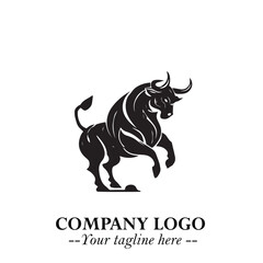 Bull Logo Symbol Black on White Background in Bold Powerful Minimalist Vector Design for Branding