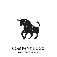 Bull Logo Symbol Black on White Background in Bold Powerful Minimalist Vector Design for Branding