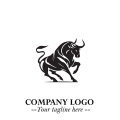 Bull Logo Symbol Black on White Background in Bold Powerful Minimalist Vector Design for Branding