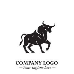 Bull Logo Symbol Black on White Background in Bold Powerful Minimalist Vector Design for Branding